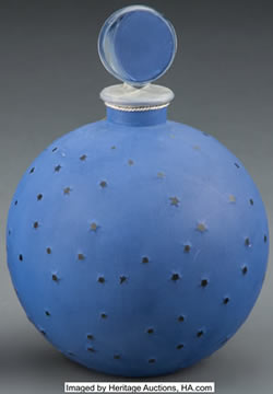Close Copy Reverse Of Dans La Nuit Perfume Bottle Marked CREATION R. LALIQUE FRENCH BOTTLE VN made by another glassmaker for Worth in 1985 or later Close Copy Reverse Of Dans La Nuit Perfume Bottle Marked CREATION R. LALIQUE FRENCH BOTTLE VN made by another glassmaker for Worth in 1985 or later